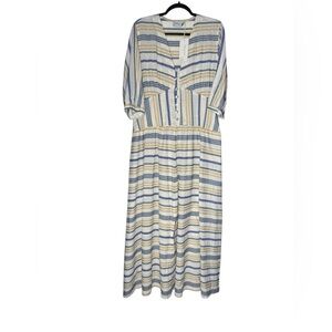Haris Cotton Maxi Dress Sz XL Striped Cotton Summer Vacation Resort Boho NWT